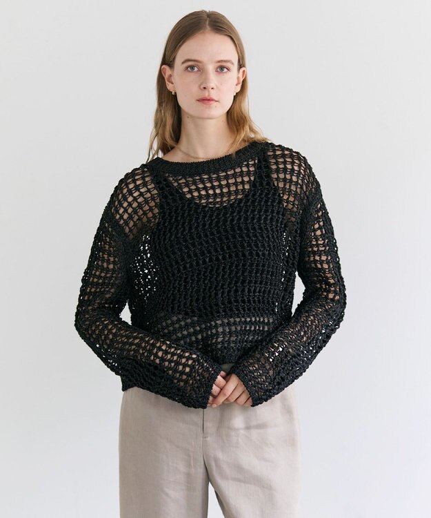 BEIGE， UVITE / コットンメッシュクロップドニット Black