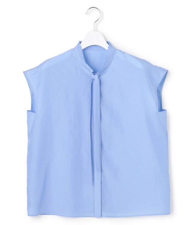 ICB セシェシルキーローン フレンチスリーブボウタイブラウス スカイブルー