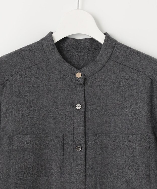 自由区 ウールジョーゼットシャツ ワンピース TOPグレー