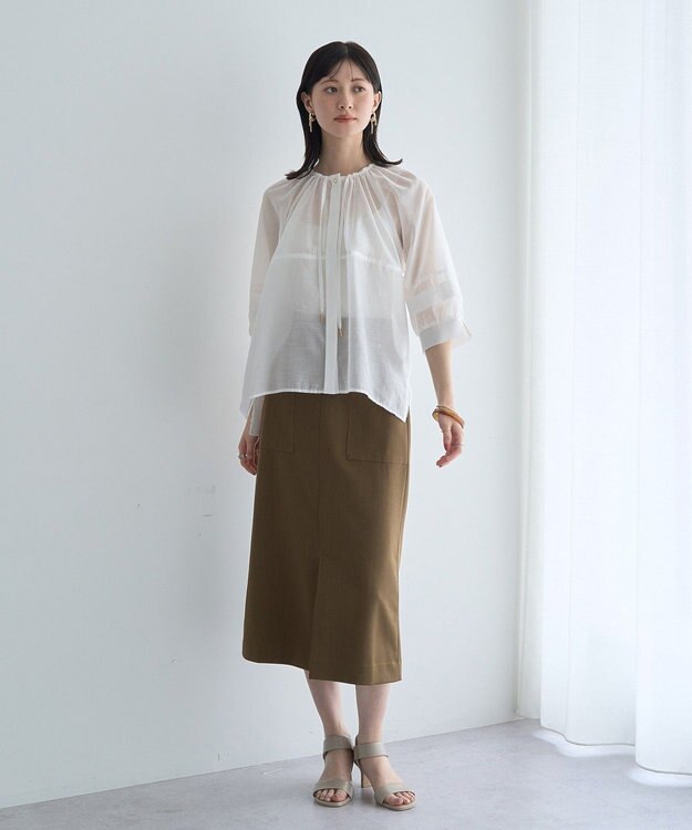 YECCA VECCA タックスリーブシアーシャツ Off White