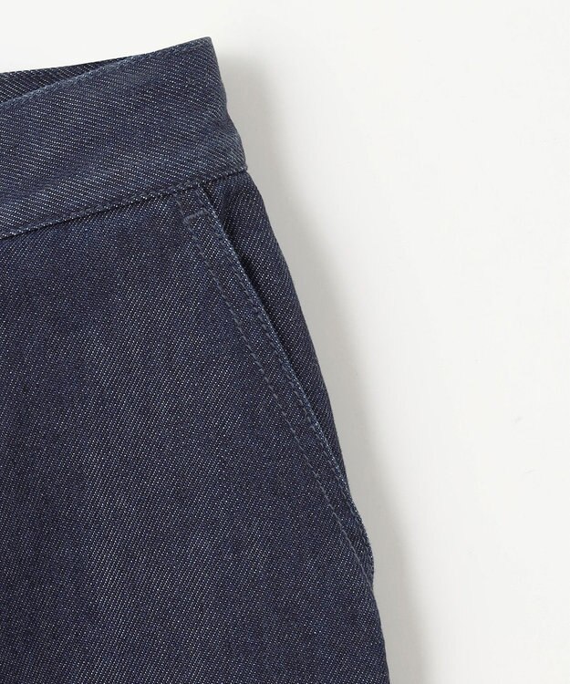 NAVE 【ReNave・セットアップ可/洗える】マーセライズデニム ラップワイドパンツ ネイビー系