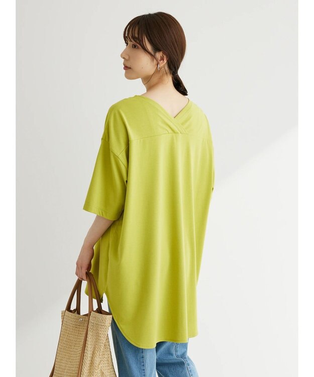 Green Parks 接触冷感バックカシュクールチュニック Lime Green