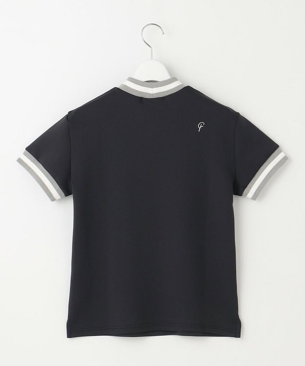 23区GOLF 【23Fondation/WOMEN】【吸水速乾/UVケア】ラインモックシャツ ブラック系