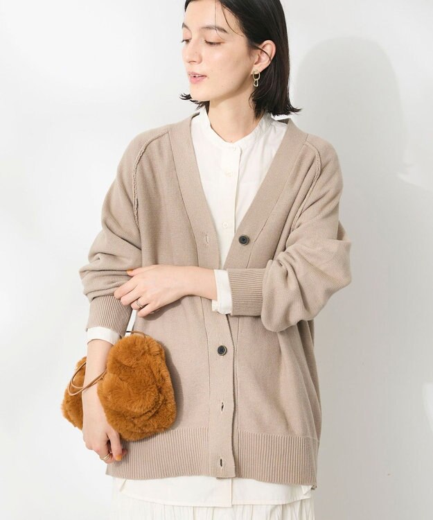 CRAFT STANDARD BOUTIQUE アウトリンキングニットカーディガン Gray Beige