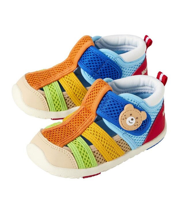 MIKI HOUSE HOT BISCUITS 【13-17cm】ダブルラッセル 水抜けサンダル マルチカラー