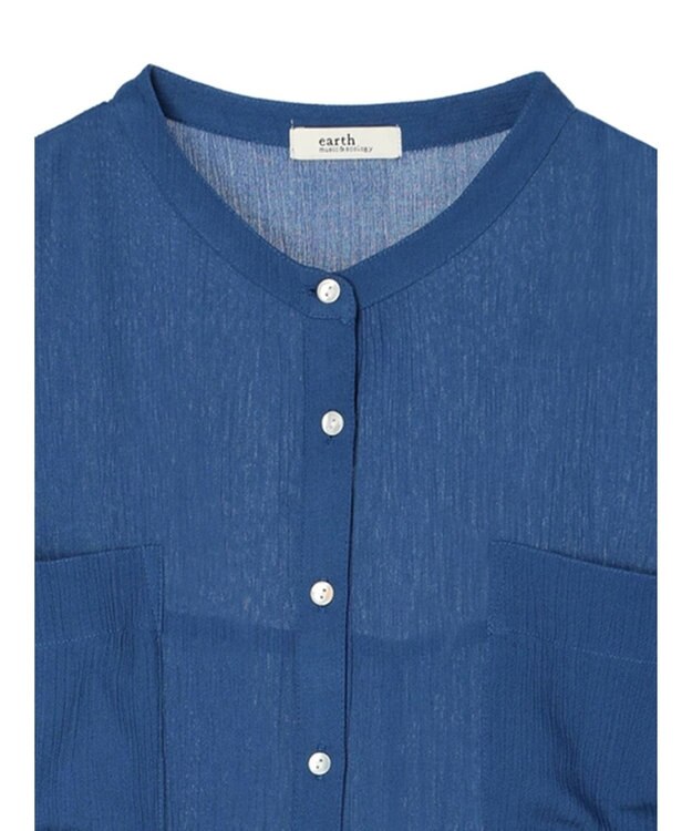 earth music&ecology レーヨンポケットシャツチュニック Blue