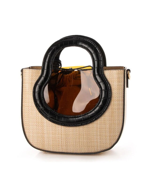 UNBILLION cachecache ポリプロピレンヒート×ビニール丸型2wayトートバッグ ブラック