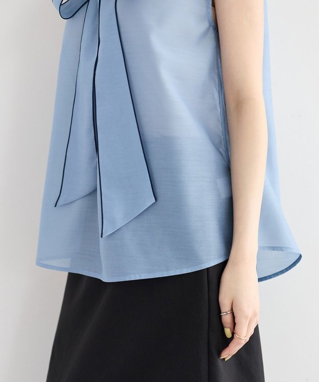 YECCA VECCA シアーボウタイブラウス Light Blue