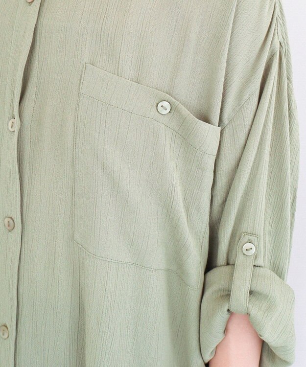 Green Parks Ｉ　ターンバック長袖レーヨンチュニック Khaki