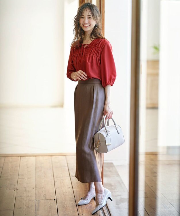 ANY SIS 【洗える】ソフトグリッターペンシル スカート モカ