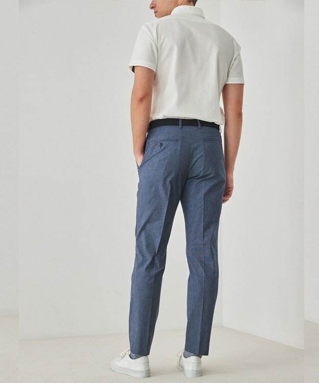 GOTAIRIKU 仕事で着られる 冷んやり綿パン【接触冷感/ストレッチ】ストレッチサマーポプリン ネイビー系