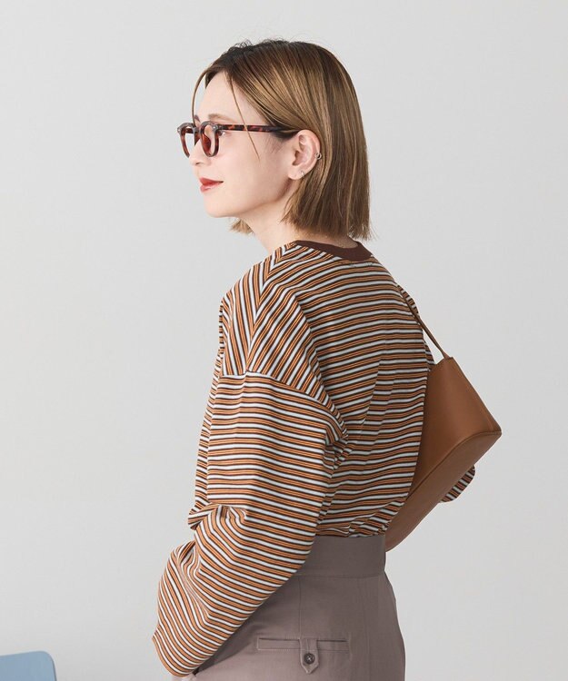 AMERICAN HOLIC カラーボーダークロップド丈プルオーバー Brown