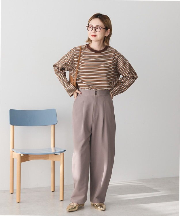 AMERICAN HOLIC カラーボーダークロップド丈プルオーバー Brown