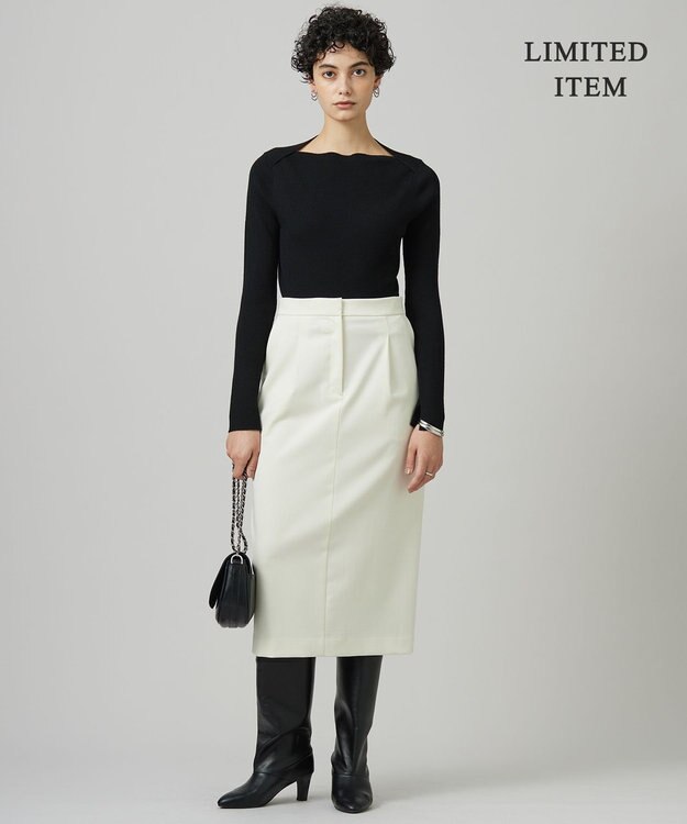 ICB 【WEB限定】 エクストラファインメリノ ボートネックプルオーバー ブラック系