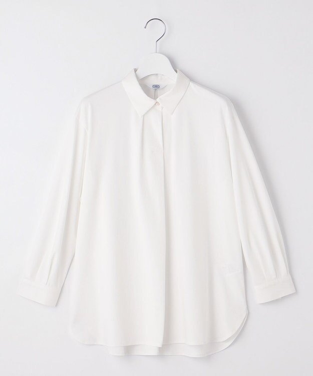 J.PRESS LADIES 【吸水速乾】OUKAプレーティング シャツカラー カットソー ホワイト系