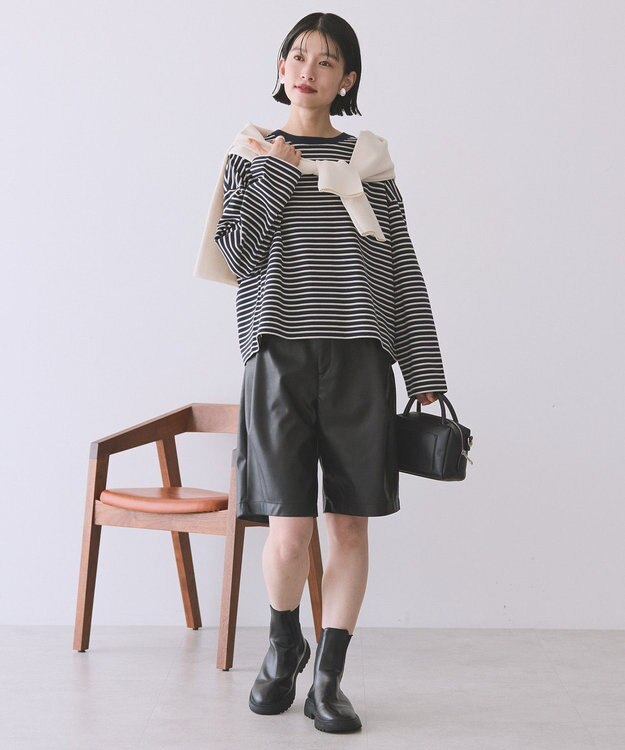 AMERICAN HOLIC カラーボーダークロップド丈プルオーバー Brown