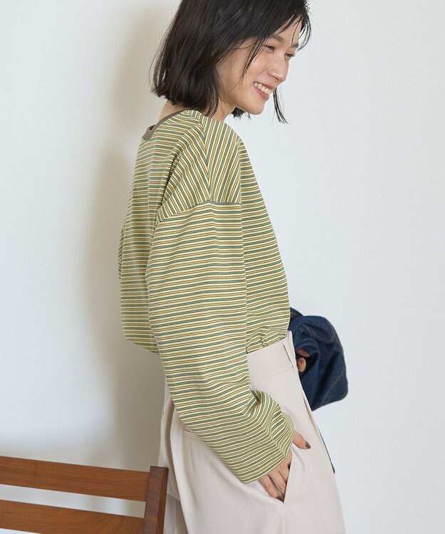 AMERICAN HOLIC カラーボーダークロップド丈プルオーバー Brown