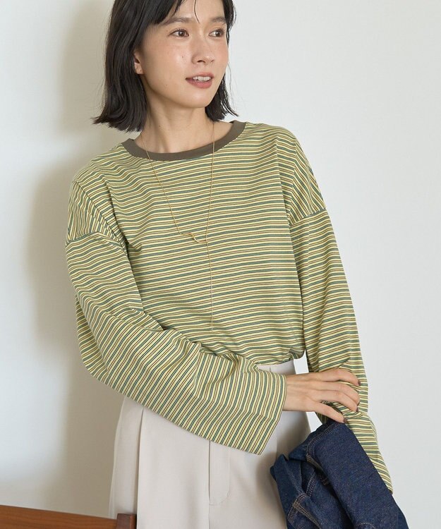 AMERICAN HOLIC カラーボーダークロップド丈プルオーバー Brown