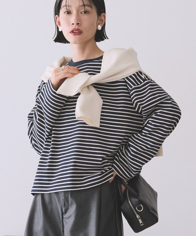 AMERICAN HOLIC カラーボーダークロップド丈プルオーバー Brown