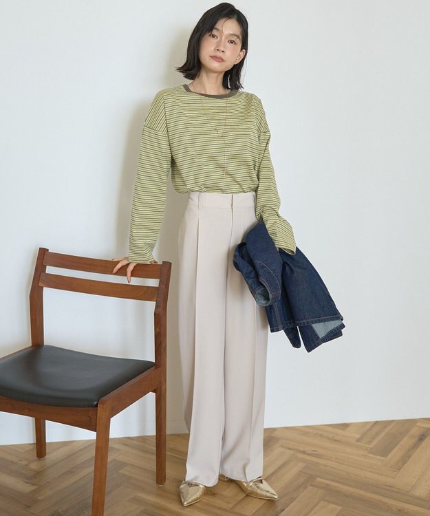 AMERICAN HOLIC カラーボーダークロップド丈プルオーバー Brown