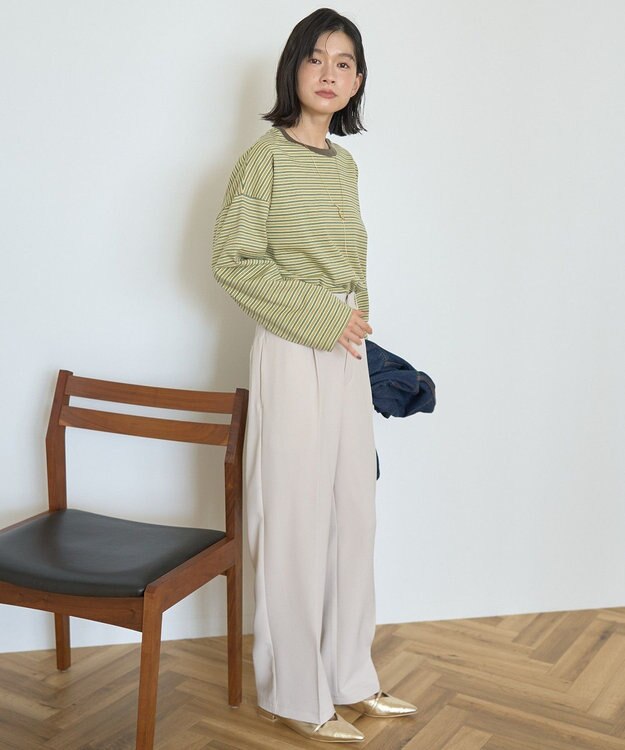 AMERICAN HOLIC カラーボーダークロップド丈プルオーバー Brown