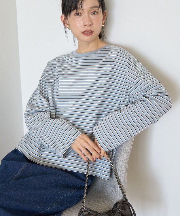 AMERICAN HOLIC カラーボーダークロップド丈プルオーバー Brown