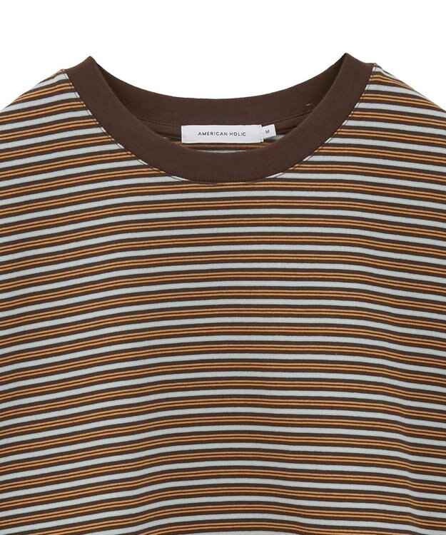 AMERICAN HOLIC カラーボーダークロップド丈プルオーバー Brown