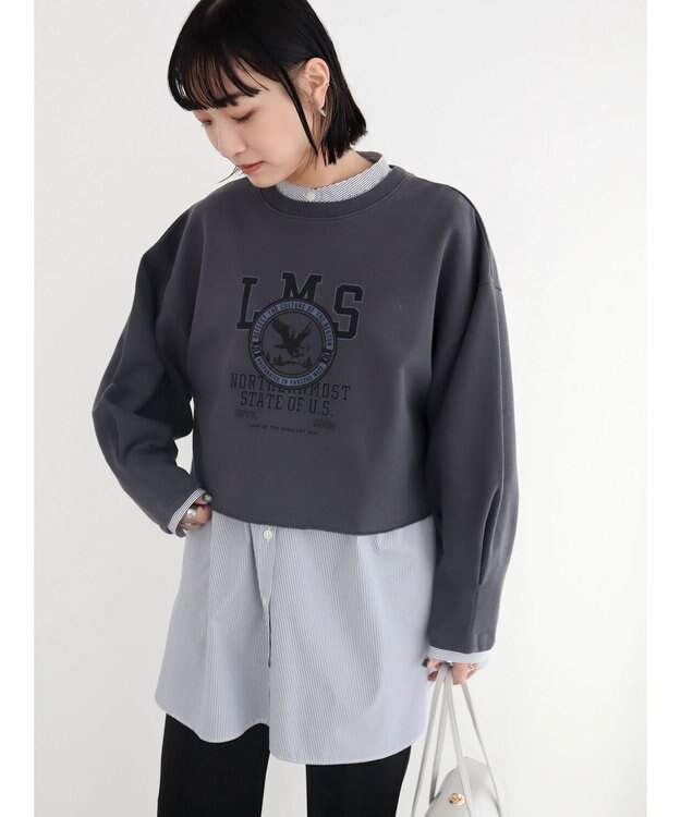 Green Parks クロップド丈ロゴプルオーバー Gray