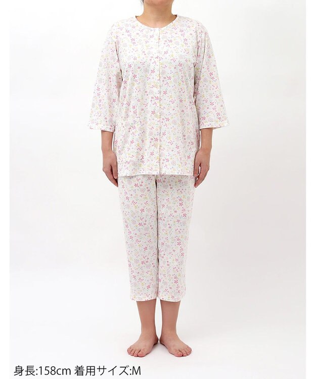 Wing 【数量限定　特別価格】 パジャマ 7分袖 8分丈 綿100％ 天竺素材 レディース EP8990 ウイング／ワコール ピンク