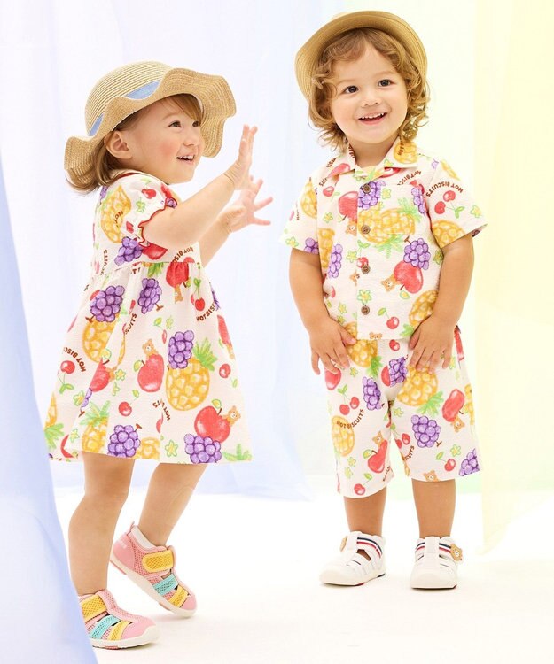 MIKI HOUSE HOT BISCUITS 【ビーンズ×フルーツシリーズ】【80-120cm】6分丈ハーフパンツ アイボリー