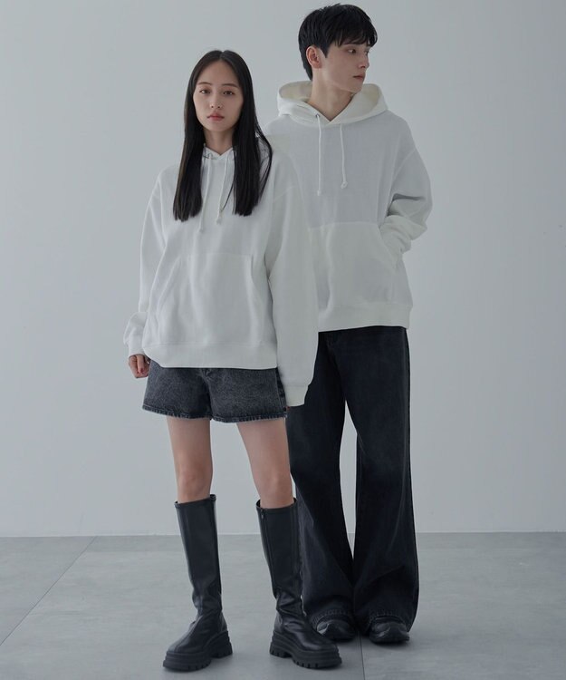 WEGO 【ユニセックス着用ITEM/裏起毛】リラックスフィットスウェットプルパーカー ホワイト