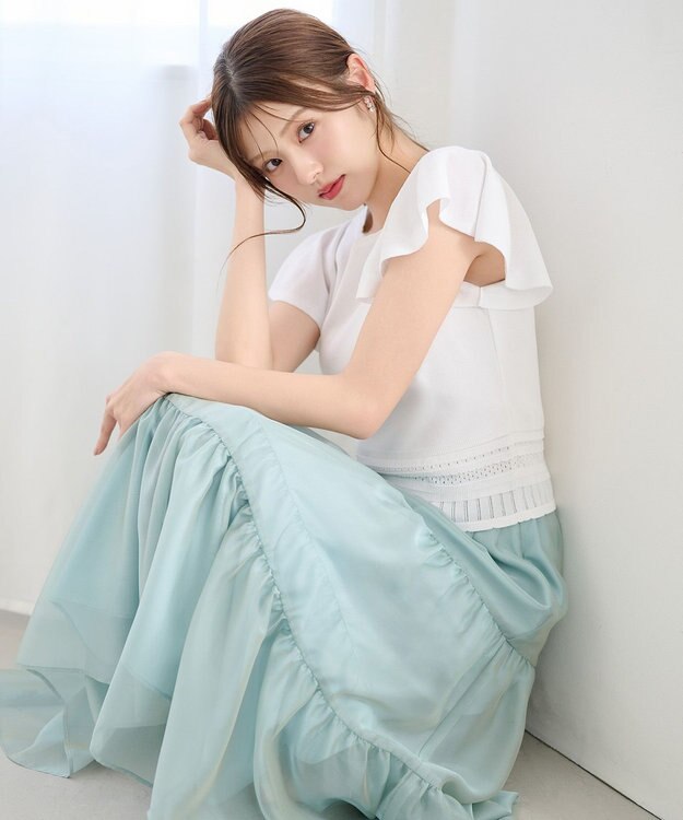 TOCCA 【鈴木ゆうかさん着用】CRYSTAL SHEER スカート スモーキーグリーン系