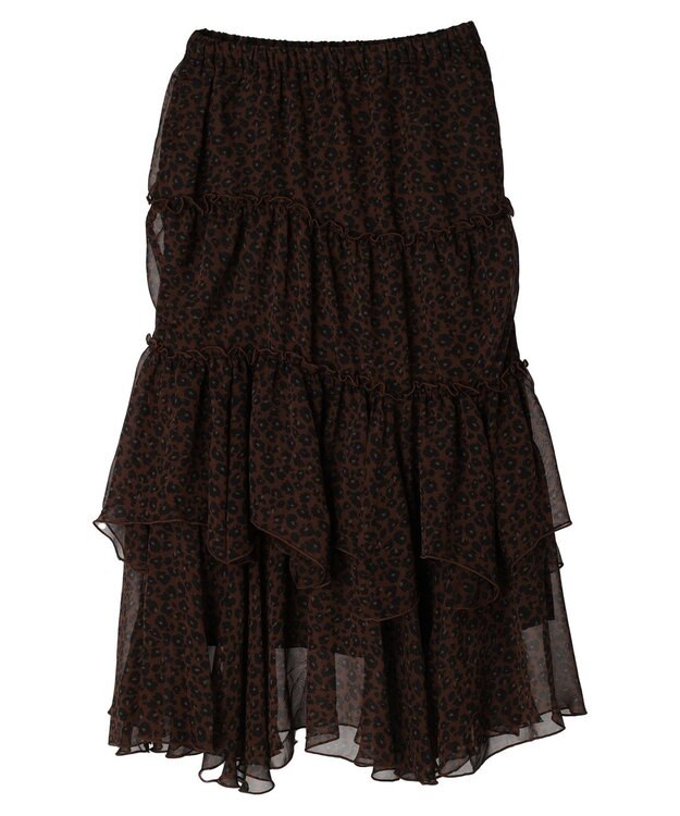 AMERICAN HOLIC 丈違いティアードフリルギャザースカート Brown