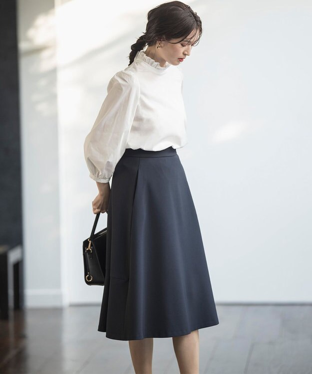 組曲 L 【KUMIKYOKU NAVY】スタンドフリルシャーティング ブラウス アイボリー系