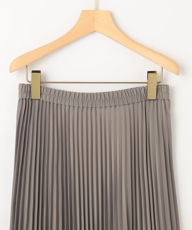 組曲 レザーライクサテン プリーツスカート モカブラウン系