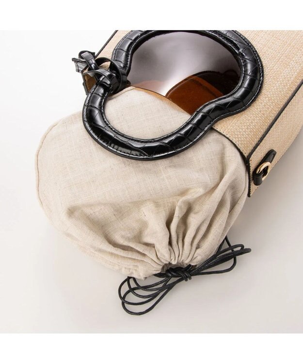 UNBILLION cachecache ポリプロピレンヒート×ビニール丸型2wayトートバッグ ブラック