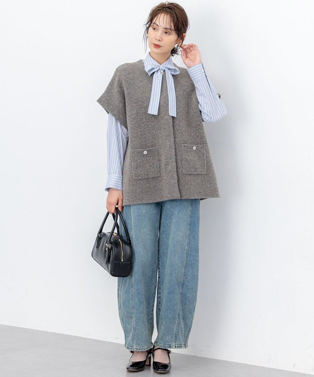 組曲 【WEB限定】プレーティングニットアウタージレ ブラウン系