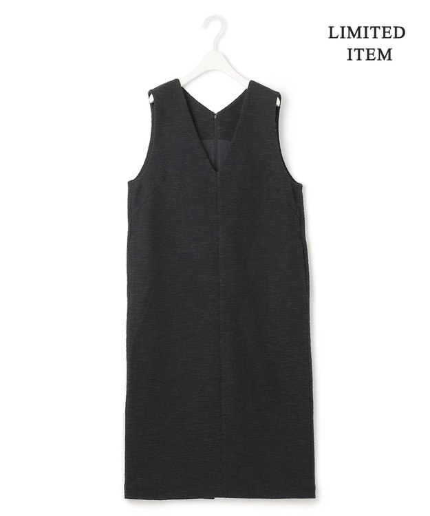 ICB L 【WEB限定・洗える】 ツイードインレイ ジャンパースカート ワンピース ブラック系