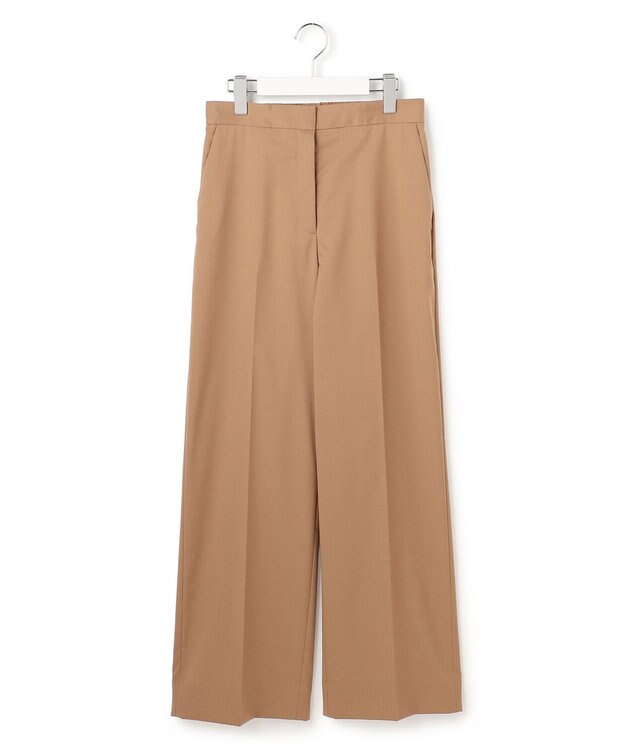 ICB 【洗える】T/Wブロード ワイドストレートパンツ キャメル系