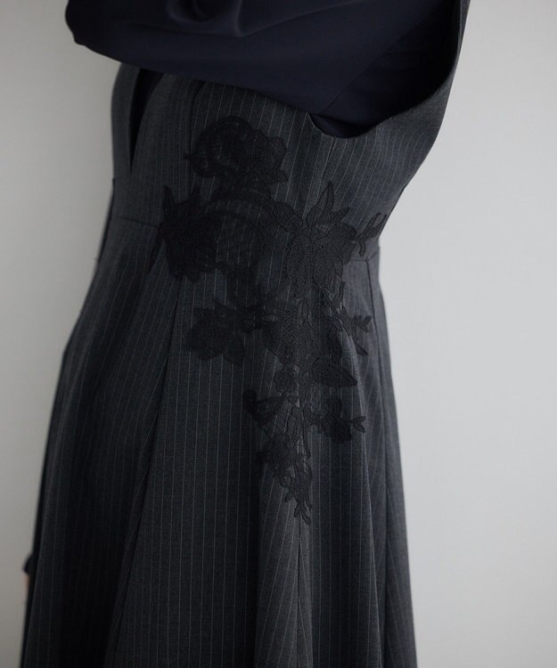 YECCA VECCA フラワーレースジャンスカ Stripe