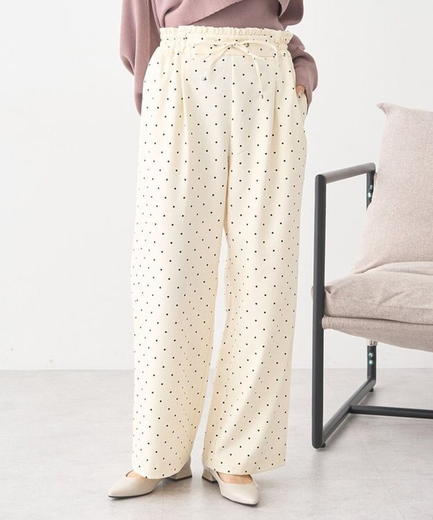 earth music&ecology リラックスドットパンツ Ivory