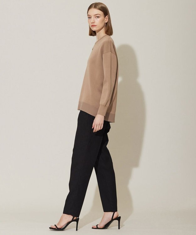 ICB L 【洗える】 コットンポリエステルスムース ニットプルオーバー アンバーベージュ系