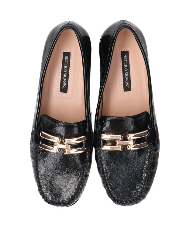 Bridget Birkin 【PARADIS COULEUR】メタルビットレザーモカシン ブラックエナメル