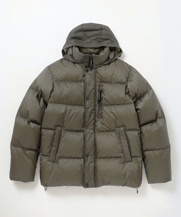 JOSEPH ABBOUD MOUNTAIN 【軽量/撥水/7ポケット/INフード】ナイロンリップ ダウン ジャケット カーキ系