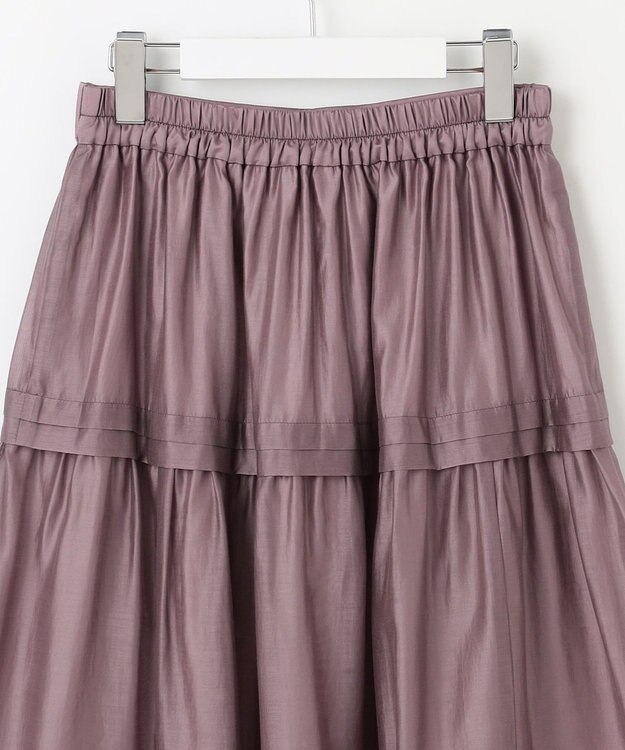 Feroux 【洗える】タックデザインティアードスカート ピンク系