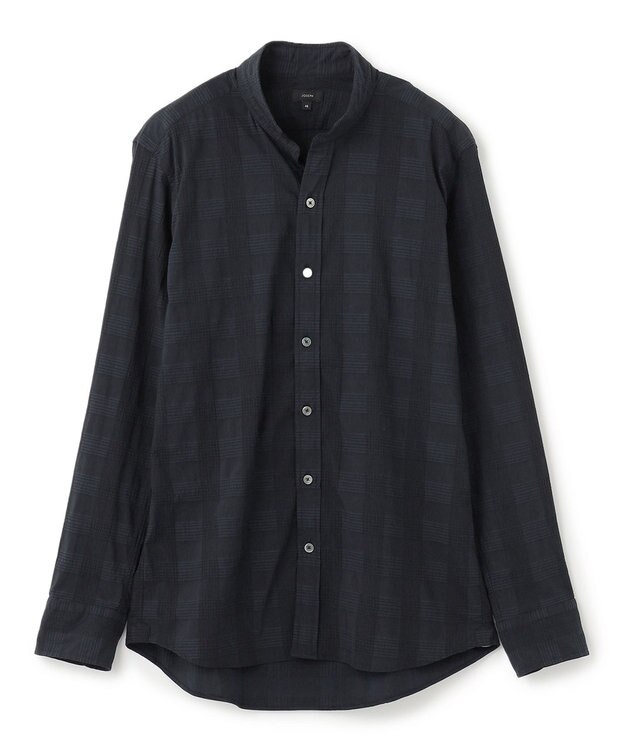 JOSEPH HOMME ドビーチェックストレッチ　ウイングカラーシャツ ネイビー系