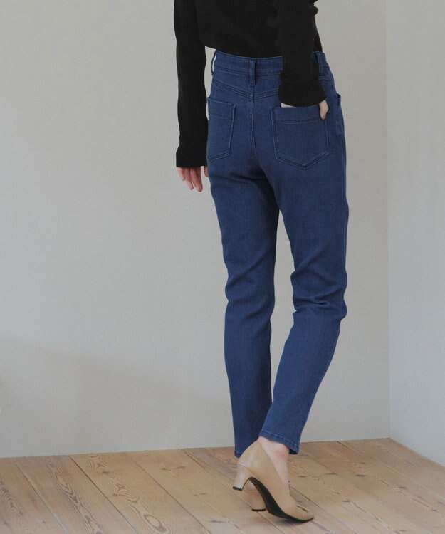 Tiaclasse 【裏起毛・洗える】マシュマロタッチデニムパンツ ブルー