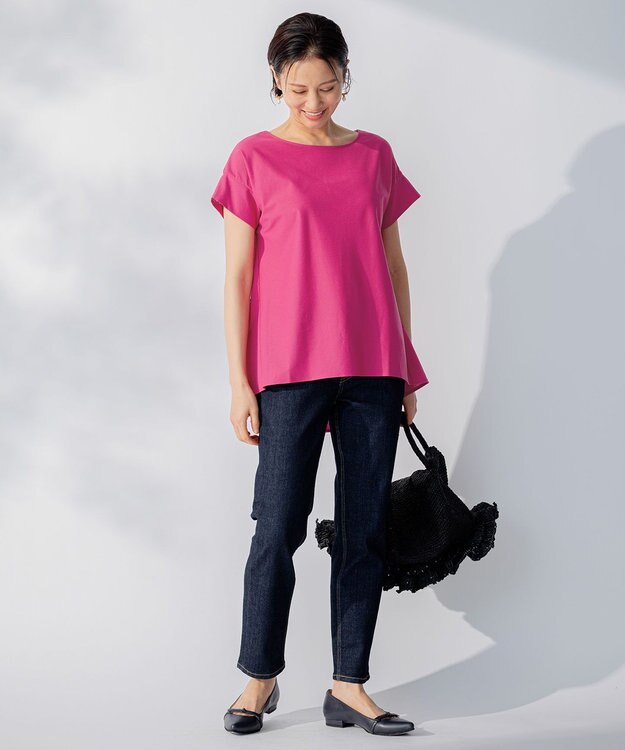 自由区 【WEB限定】【UVケア・吸汗速乾・洗える・XSサイズあり】ファンクショナルツイストジャージー カットソー レッド系