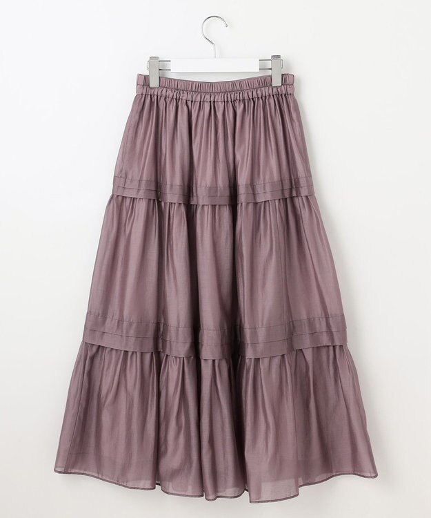 Feroux 【洗える】タックデザインティアードスカート ピンク系