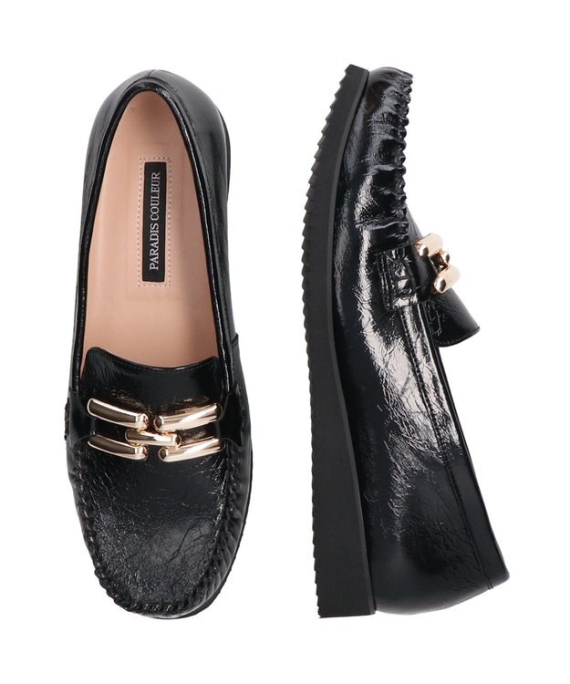 Bridget Birkin 【PARADIS COULEUR】メタルビットレザーモカシン ブラックエナメル